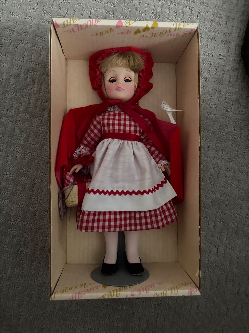 Effanbee Vintage Red Riding Hood Doll in Red Gingham Dress in box